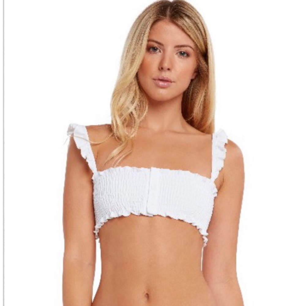 Chloe rose smocked sweet pea bikini top white L